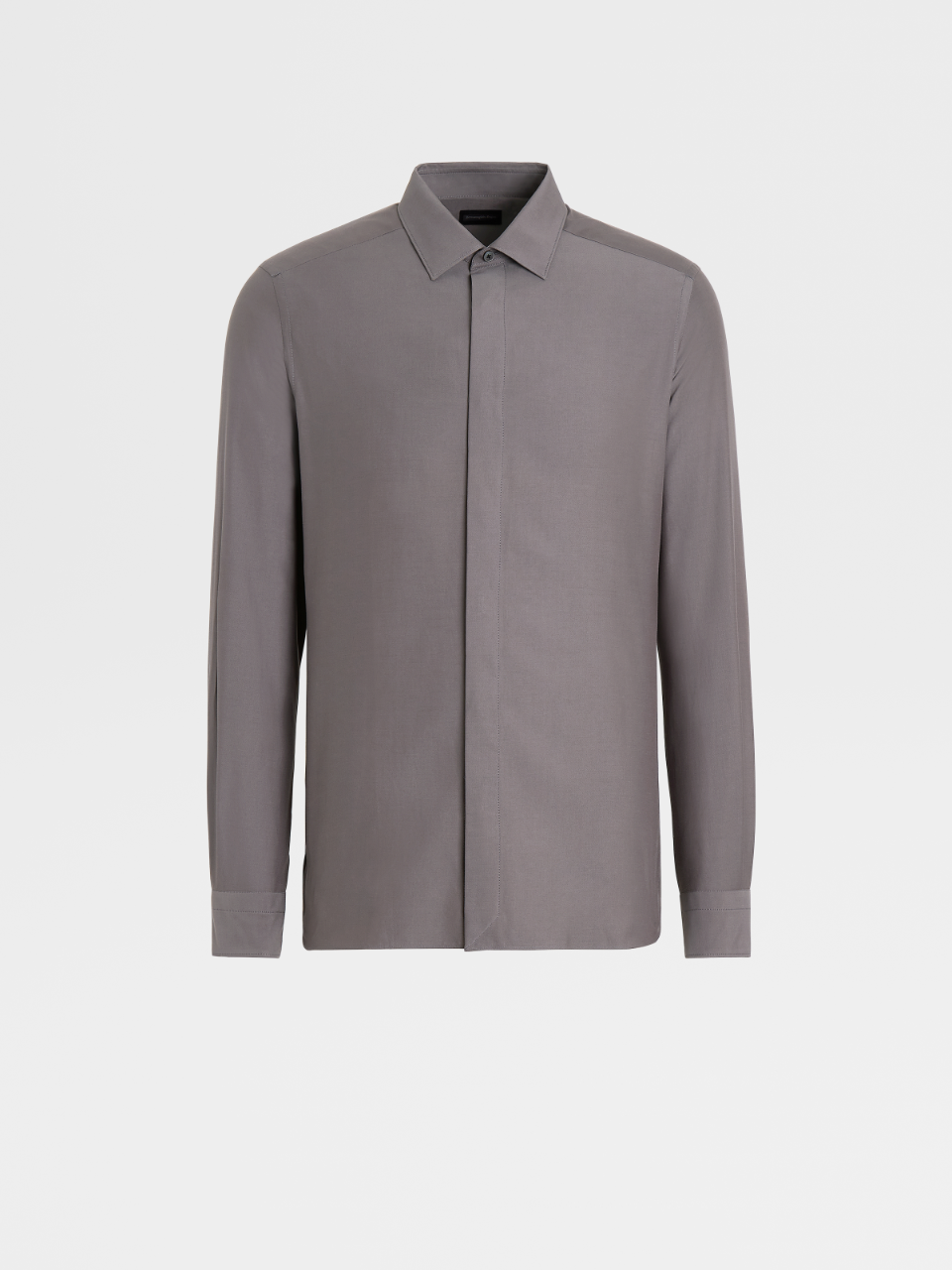 Grey Cotton and Silk Tailoring Shirt, City Slim Fit